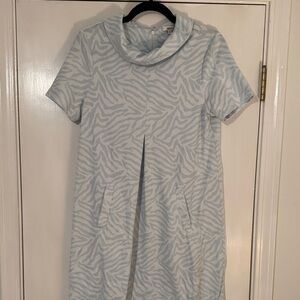 Light Blue Zebra Print Tyler Boe Short Sleeve Shift Dress